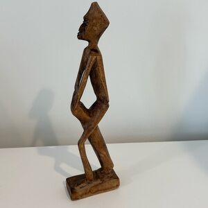 Vintage carved wooden man 10” tall